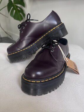 Dr. Martens 1461 Quad Platform Smooth Leather Oxfords -Burgundy- Women's Size 9